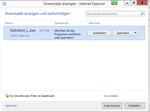 Abbildung 1. Schritt - Download im Internet Explorer